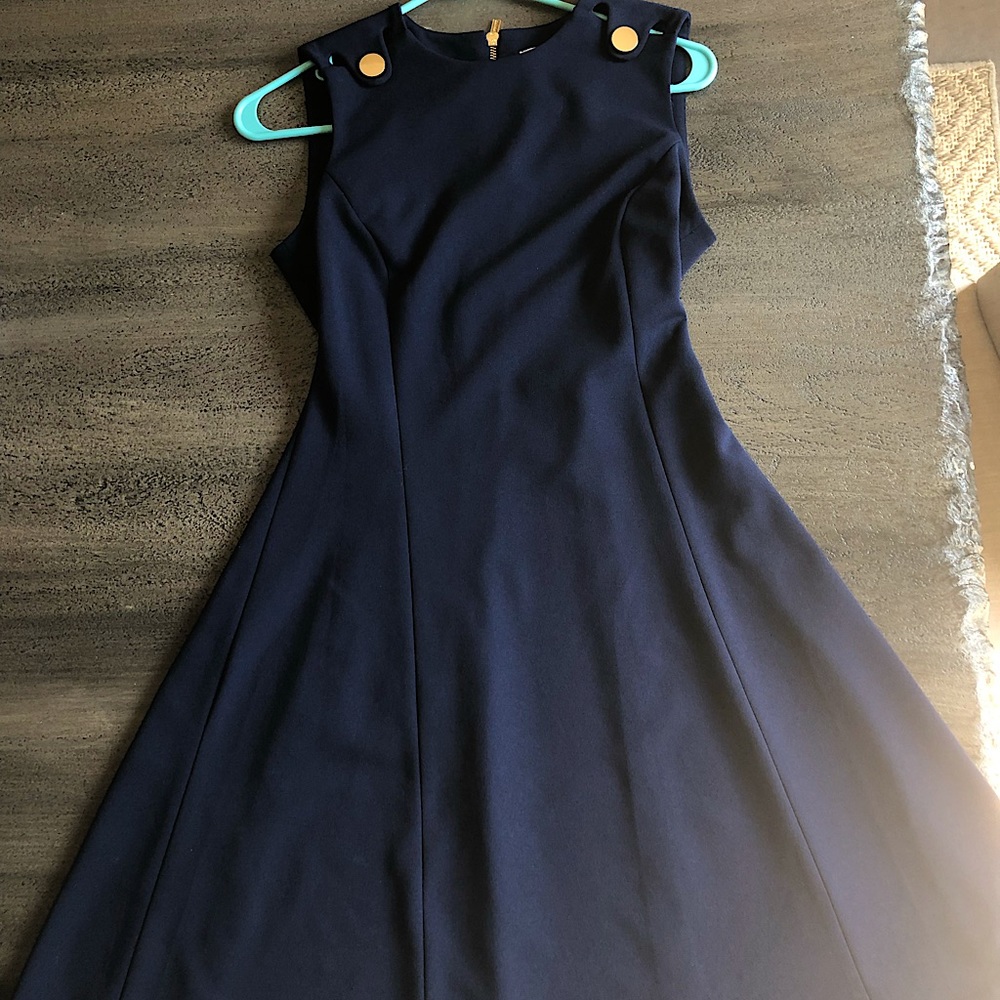 Navy blue, midi, sleeveless dress